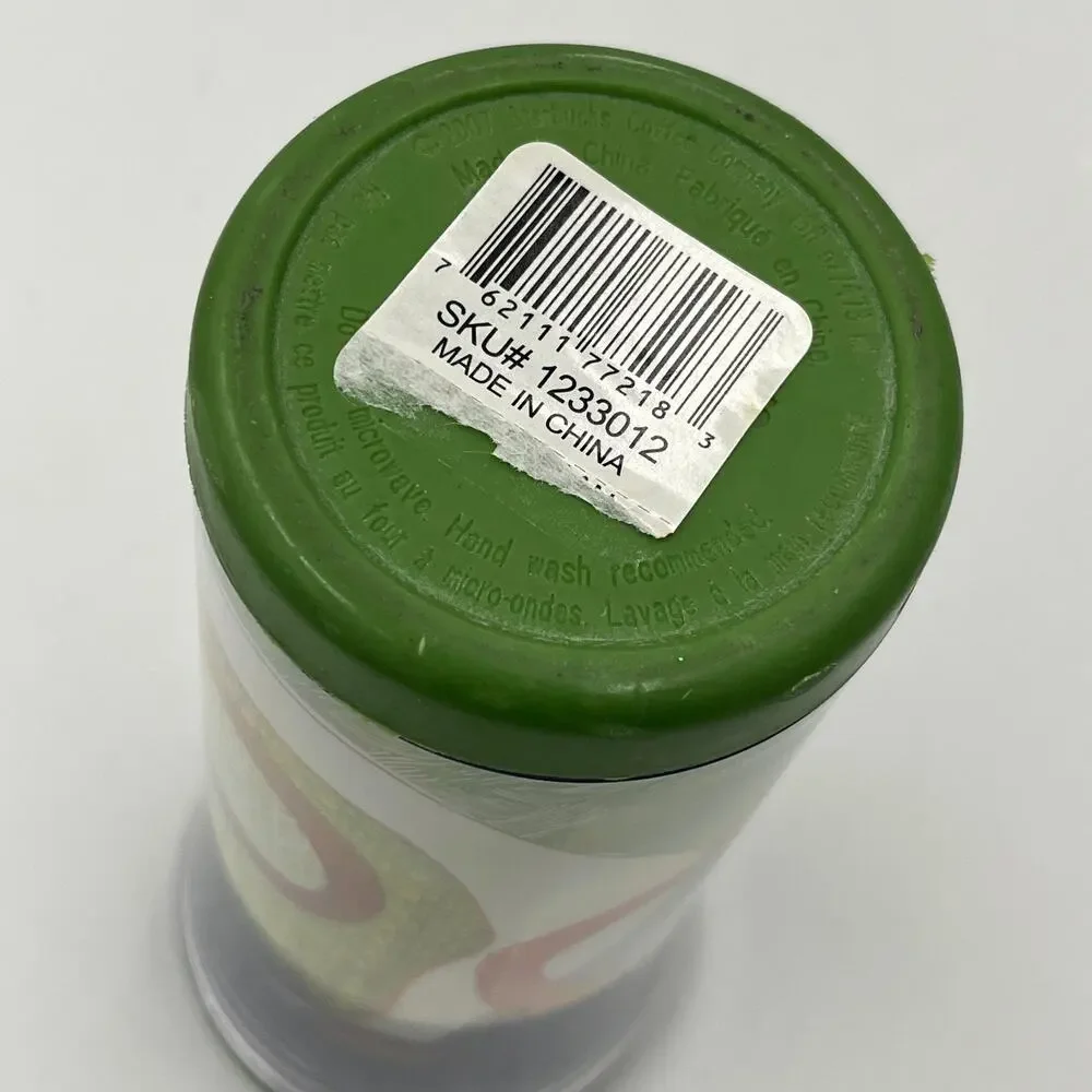 2007 Starbucks Green Brown Rwanda Fabric 16 oz Travel Tumbler NEW